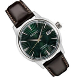Seiko Presage Cocktail Time Automatic Green Dial Brown Leather Strap Watch for Men - SRPD37J1