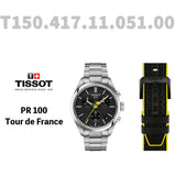 Tissot PR 100 Tour De France Chronograph Black Dial Silver Steel Strap Watch for Men - T150.417.11.051.00