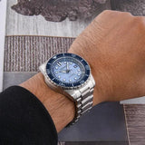 Citizen Mechanical Automatic Blue Dial Silver Steel Strap Watch for Men - NJ0178-81M