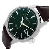 Seiko Presage Cocktail Time Automatic Green Dial Brown Leather Strap Watch for Men - SRPD37J1