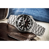 Seiko 5 Sports SKX Automatic Black Dial Silver Steel Strap Watch for Men - SRPL85K1