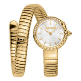 Just Cavalli Enchanting White Dial Gold Steel Strap Watch for Women - JC1L301M0025