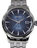 Seiko Presage Cocktail Time Automatic Blue Dial Silver Steel Strap Watch for Men - SRPB41J1
