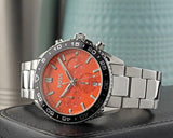 Hugo Boss Runner Chronograph Orange Dial Silver Steel Strap Watch for Men - 1514162