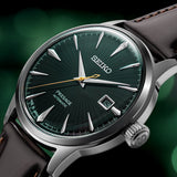 Seiko Presage Cocktail Time Automatic Green Dial Brown Leather Strap Watch for Men - SRPD37J1