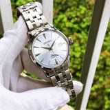 Seiko Presage Cocktail Time Automatic Ice Blue Dial Silver Steel Strap Watch for Men - SRPE19J1