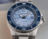 Citizen Mechanical Automatic Blue Dial Silver Steel Strap Watch for Men - NJ0178-81M