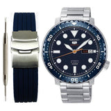 Seiko 5 Sports Automatic Blue Dial Silver Steel Strap Watch for Men - SRPC63J1
