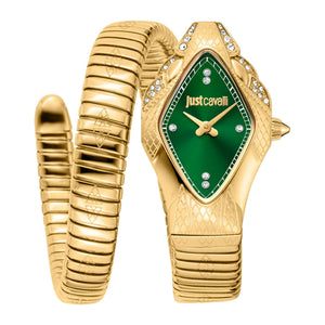 Just Cavalli Ferocious Green Dial Gold Steel Strap Watch for Women - JC1L306M0045
