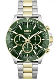 Hugo Boss Troper Chronograph Green Dial Two Tone Steel Strap Watch for Men - 1514154
