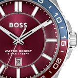 Hugo Boss Runner 3H Burgundy Dial Silver Steel Strap Watch for Men - 1514209
