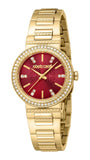 Just Cavalli Donna Glam Red Dial Gold Steel Strap Watch for Women - RC5L098M0035