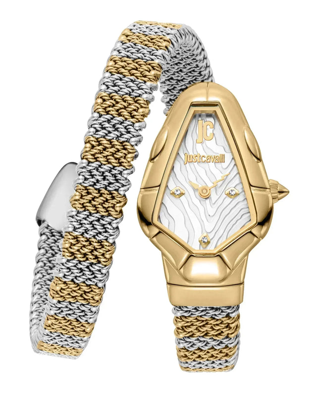 Just Cavalli Fiamma Silver Dial Two Tone Steel Strap Watch for Women - JC1L426M0055