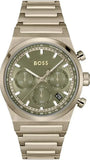 Hugo Boss Candor Chronograph Green Dial Brown Steel Strap Watch for Men - 1514222