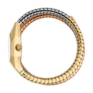 Just Cavalli Lunara Silver Dial Tri Tone Steel Strap Watch for Women - JC1L397M0095