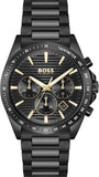 Hugo Boss Strike Chronograph Black Dial Black Steel Strap Watch for Men - 1514291
