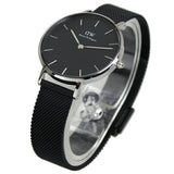 Daniel Wellington Petite Ashfield Black Dial Black Mesh Strap Watch For Women - DW00100202