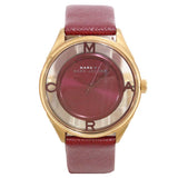 Marc Jacobs Tether Transparent Red Dial Red Leather Strap Watch for Women - MBM1377