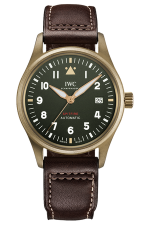 IWC Pilot's Watch Automatic Spitfire Green Dial Brown Leather Strap Watch for Men - IW326802