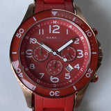 Marc Jacobs Rock Chronograph Red Dial Red Silicone Strap Watch for Women - MBM2577