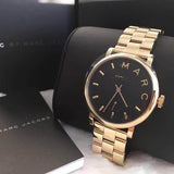 Marc Jacobs Baker Black Dial Gold Steel Strap Watch for Women - MBM3355