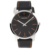 Calvin Klein City Black Dial Black Leather Strap Watch for Men - K2G211C1