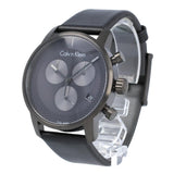 Calvin Klein City Chronograph Grey Dial Black Leather Strap Watch for Men - K2G177C3