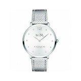 Coach Slim Easton Silver Dial Silver Leather Strap Watch for Women - 14502685