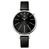 Calvin Klein Equal Black Dial Black Leather Strap Watch for Women - K3E231C1