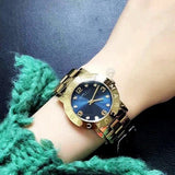 Marc Jacobs Amy Blue Dial Gold Steel Strap Watch for Women - MBM3303