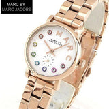 Marc Jacobs Baker Dexter White Dial Rose Gold Steel Strap Watch for Women - MBM3443