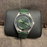 Marc Jacobs Tether Transparent Green Dial Green Leather Strap Watch for Women - MBM1378