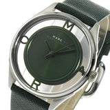 Marc Jacobs Tether Transparent Green Dial Green Leather Strap Watch for Women - MBM1378