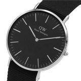 Daniel Wellington Classic Cornwall Black Dial Black Nylon Strap Watch For Women - DW00100149