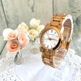 Burberry The City White Dial Rose Gold Steel Strap Watch for Women - BU9204