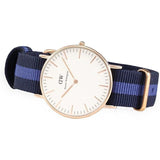Daniel Wellington Classic Swansea White Dial Two Tone Nylon Strap Watch For Women - 0504DW