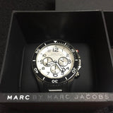 Marc Jacobs Rock Chronograph White Dial Silver Steel Strap Watch for Men - MBM5027