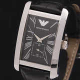 Emporio Armani Black Dial Black Leather Strap Watch For Men - AR0143