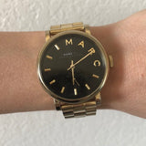 Marc Jacobs Baker Black Dial Gold Steel Strap Watch for Women - MBM3355