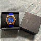 Marc Jacobs Henry Skeleton Blue Dial Blue Leather Strap Watch for Women - MBM1244