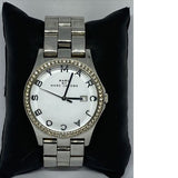 Marc Jacobs Henry Diamonds White Dial Silver Steel Strap Watch for Women - MBM3044