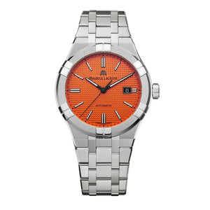 Maurice Lacroix Aikon Limited Edition Automatic Date Orange Dial Silver Steel Strap Watch For Men - AI6008-SS00F-530-1
