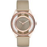 Marc Jacobs Tether Grey Dial Grey Leather Strap Watch for Women - MBM1375