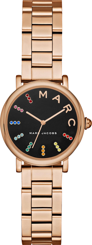 Marc Jacobs Roxy Black Dial Rose Gold Steel Strap Watch for Women - MJ3569