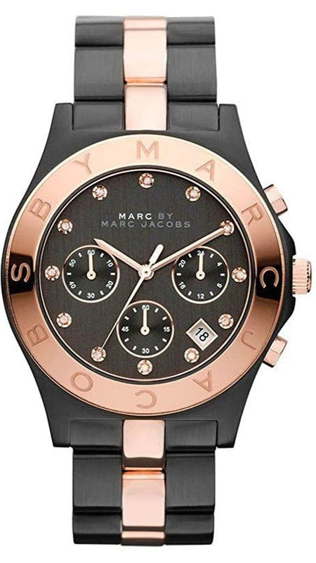 Marc Jacobs Blade Chronograph Grey Dial Two Tone Steel Strap Watch for Women - MBM3180