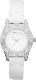 Marc Jacobs Mini Blade White Dial White Leather Strap Watch for Women - MBM1206