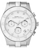 Marc Jacobs Blade Chronograph White Dial Silver Steel Strap Watch for Women - MBM3080