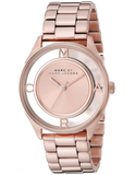Marc Jacobs Tether Transparent Rose Gold Dial Rose Gold Steel Strap Watch for Women - MBM3414