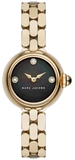 Marc Jacobs Courtney Mother of Pearl Black Dial Gold Steel Strap Watch for Women - MJ3460