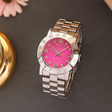 Marc Jacobs Amy Pink Dial Silver Steel Strap Watch for Women - MBM8623